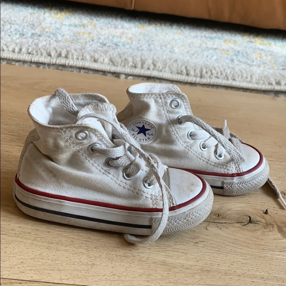 Baby Converse white high tops size 5